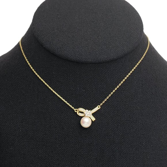 14K Gold Womens 1ct Diamond Solitaire Pearl Pendant Necklace 14 K Silver Jewelry - Picture 2 of 7